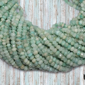 Amazonite Faceted Roundel Beads, (AMZT450RNDL) - Beadspoint