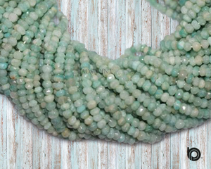 Amazonite Faceted Roundel Beads, (AMZT450RNDL) - Beadspoint