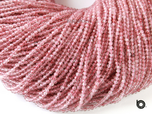Strawberry Quartz Micro Faceted Rondelle Beads, (STRBER-2.5RNDL) - Beadspoint