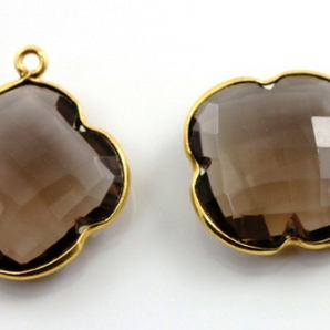Smoky Topaz Faceted Clover Bezel, (BZC8019) - Beadspoint