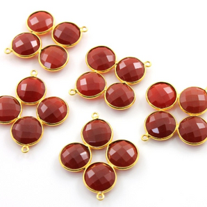 Carnelian Faceted 1.3'' Long Coin Bezel, (BZC8084) - Beadspoint