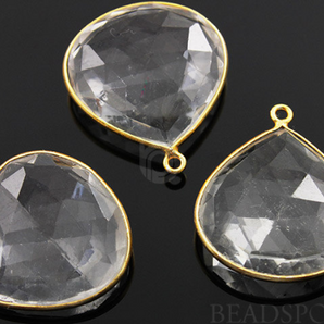 Rock Crystal Faceted Heart Bezel, (BZC7000) - Beadspoint