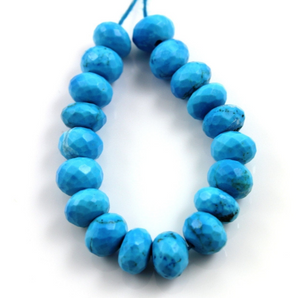 Turquoise Faceted Roundels, (TURQ/frndl/6-7) - Beadspoint