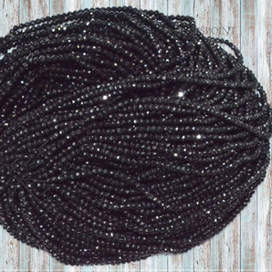 Natural Black Spinel Faceted Rondelle Beads, (BSPNL4RNDL) - Beadspoint