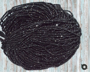 Natural Black Spinel Faceted Rondelle Beads, (BSPNL4RNDL) - Beadspoint