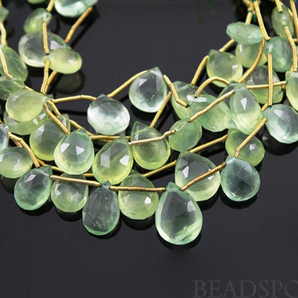 Natural Phrenite Faceted Pear Drops, ( PRENSMGRADPear) - Beadspoint