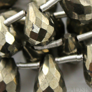 Pyrite Bronzed Gold Metallic Stone Faceted Tear Drops, (PYR7x12TEAR) - Beadspoint