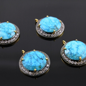 Turquoise w/ White Sapphire Pendant, (TURWTZ-A203) - Beadspoint
