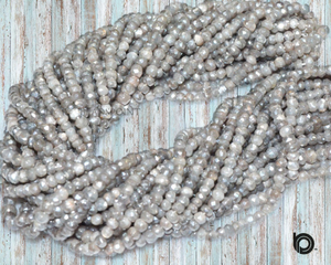 Mystic Gray Moonstone Faceted Rondelle Beads, (MGMNS4RNDL) - Beadspoint