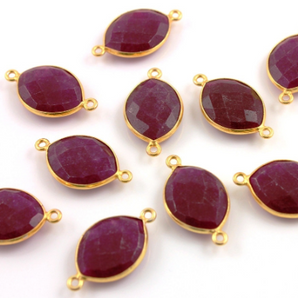 Dyed Ruby Faceted Connector, (BZCT/1001) - Beadspoint