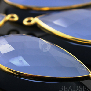 Light Blue Chalcedony Faceted Pear Bezel, (BZC7060) - Beadspoint