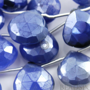 Sparkling Blue Chalcedony Faceted Heart Drops, (SBCL/10HRT), - Beadspoint