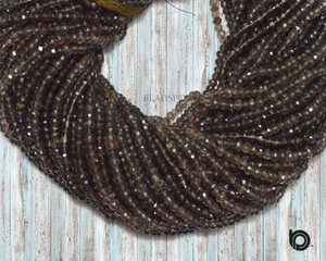 Smoky Quartz Faceted Rondelle Beads,(STPZ3504RNDL) - Beadspoint
