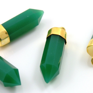 Green Onxy Faceted Point Pendant Bezel,(BZC9024/GNX) - Beadspoint