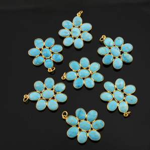 Turquoise Fancy Flower Pendant , (FLR-107/B) - Beadspoint