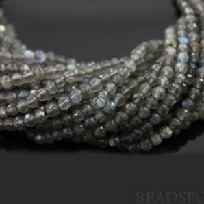 Grey Labradorite Small Micro Faceted Rounds, (LAB4FRND) - Beadspoint
