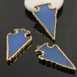 Blue Chalcedony Electroplated Arrowhead, (BZC9026/BCHALC/LG) - Beadspoint