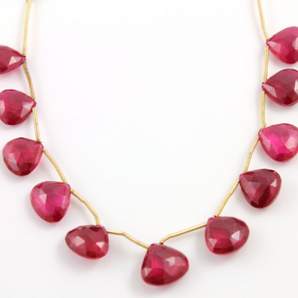 Red Quartz Faceted Heart Drops, (RQTZ/12x11mm/PEAR) - Beadspoint