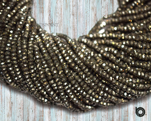 Natural Pyrite faceted Rondelle Beads, (PRT375RNDL) - Beadspoint