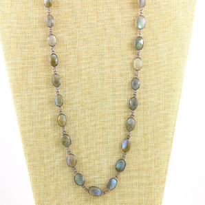 Flashy Blue Labradorite Faceted Oval Shape Chain, (BC-LAB-42) - Beadspoint