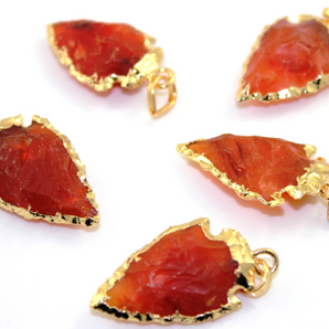 Carnelian  Electroplated Small Arrowhead, BZC/9027/CAR - Beadspoint