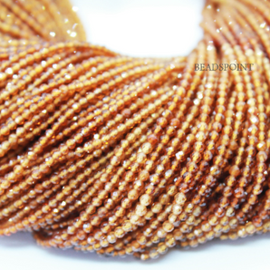 Hessonite Shaded Micro Faceted Rondelle Beads, (HESSO-2.5RNDL) - Beadspoint
