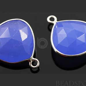 Blue Chalcedony Faceted Heart Shape Bezel, (SSBZC6083) - Beadspoint
