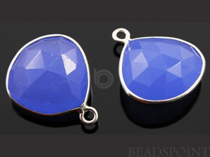 Blue Chalcedony Faceted Heart Shape Bezel, (SSBZC6083) - Beadspoint