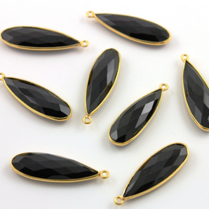 Black Onyx Faceted Pear Bezel, (BZC9020/BLK) - Beadspoint