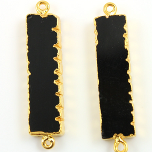 Black Onyx Electroplated Rectangle Connector, (BLACK/CNT/30X8)(BZC-9089) - Beadspoint