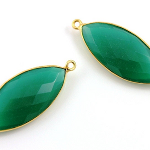 Natural Green Onyx Faceted Marquise Bezel, (BZCT3506) - Beadspoint