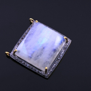 Pave Diamond Rainbow Moonstone Pendant -- RNBWTZ-A202 - Beadspoint