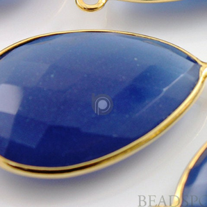 Blue Sapphire Chalcedony Faceted Pear Shape Bezel, (BZC7088) - Beadspoint