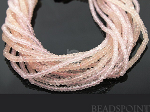 Rose Quartz Micro Faceted Roundels, (RQmicFRNDL) - Beadspoint