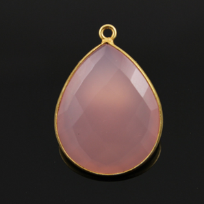 Rose Quartz Faceted Pear Shape Bezel, (BZCT1000) - Beadspoint