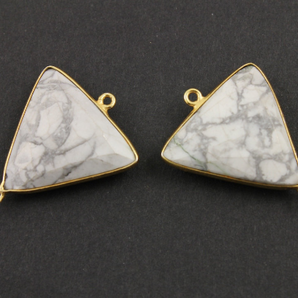 White Turquoise Traingle Bezel Connector, (BZCT8112) - Beadspoint