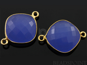 Blue Chalcedony Faceted Cushion Shape Bezel, (BZC7514) - Beadspoint