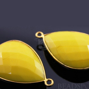 Stabilized Yellow Turquoise Faceted Pear Shape Bezel, (BZC7092) - Beadspoint
