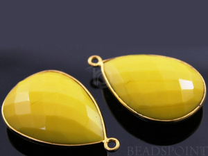 Stabilized Yellow Turquoise Faceted Pear Shape Bezel, (BZC7092) - Beadspoint