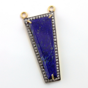 Natural Lapis  w/ White Sapphire, (LPS/WTZ/42x22 - Beadspoint