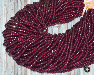 Rhodolite Garnet Faceted Rondelle Beads, (GNTR375RNDL) - Beadspoint