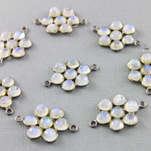 Rainbow Moonstone Faceted Flower Connector, (FLR-153-S) - Beadspoint