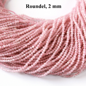 Rose Quartz Faceted Rondelle Beads, (RSQ-2-RNDL) - Beadspoint