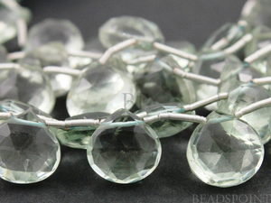 Green Amethyst Faceted Heart Drops,4 Pieces, (4GAM9x9-10x10HRT ) - Beadspoint