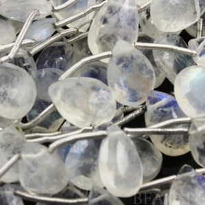 Rainbow Moonstone Faceted Pear Drops, (MNS7x9PEAR) - Beadspoint