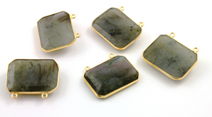 Labradorite Faceted Rectangle Pendant, (BZC8001/LAB) - Beadspoint