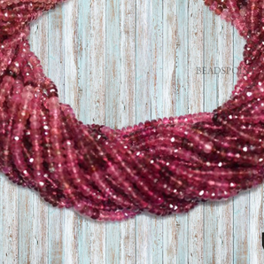 Pink Tourmaline Faceted Roundel Beads, (PTML4RNDL) - Beadspoint