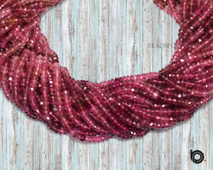 Pink Tourmaline Faceted Roundel Beads, (PTML4RNDL) - Beadspoint