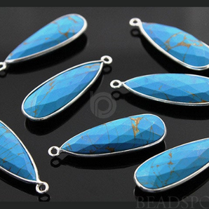 Turquoise Faceted Pear Shape Bezel, (SSBZC7123) - Beadspoint