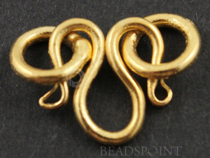 Gold Vermeil Brush Sterling Silver Hook Clasp w/ 2 Rings, (VM/6428) - Beadspoint